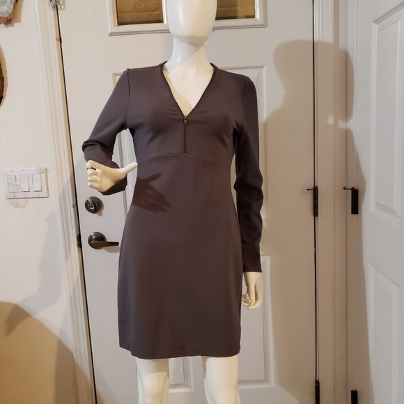 LOLË Babe Tunic Dress in Gray 3/4 Sleeve Zipper Detail Size Small - Picture 1 of 8
